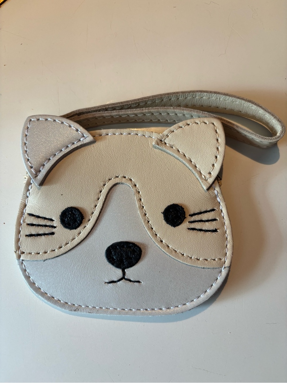 Portland Leather Zipper Kitten (Cat) in Pearl - NEW